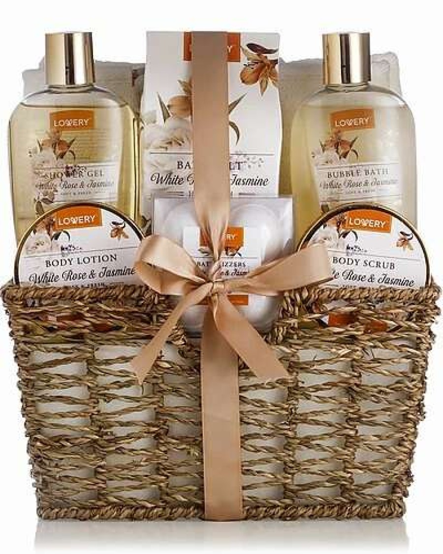 Bath & Body * | Lovery Home Spa Gift Basket White Rose & Jasmine Body Care Package Women