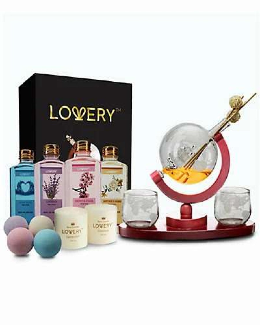 Bath & Body * | Lovery Whiskey Wine Globe Decanter & Spa Essentials Gift Set, 20Pc Aromatherapy Women