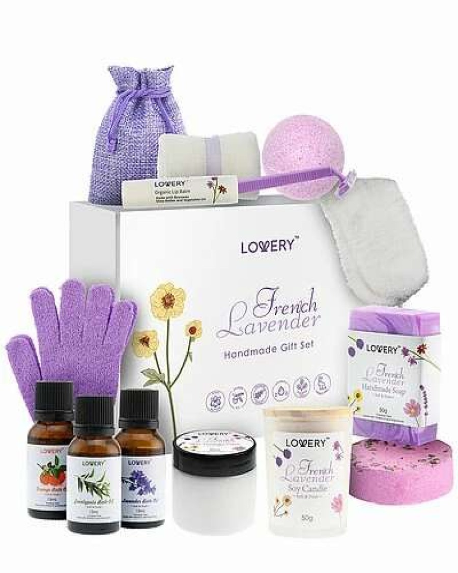 Bath & Body * | Lovery French Lavender Handmade Bath Gift Set, 18Pc Relaxation Spa Kit, Selfcare Women