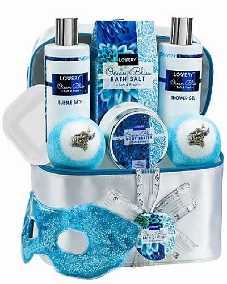 Bath & Body * | Lovery Home Spa Gift Baskets Ocean Bliss Spa Set Glitter Eye Gel Mask & More Women