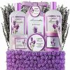 Bath & Body * | Lovery Lavender Bath And Body 15Pc Gift Basket, Home Spa Kit In Handmade Basket Women