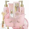 Bath & Body * | Lovery Luxury Spa Kit, 18Pc Pink Rose Relaxing Basket With Perfumes, Gua Sha And More Women