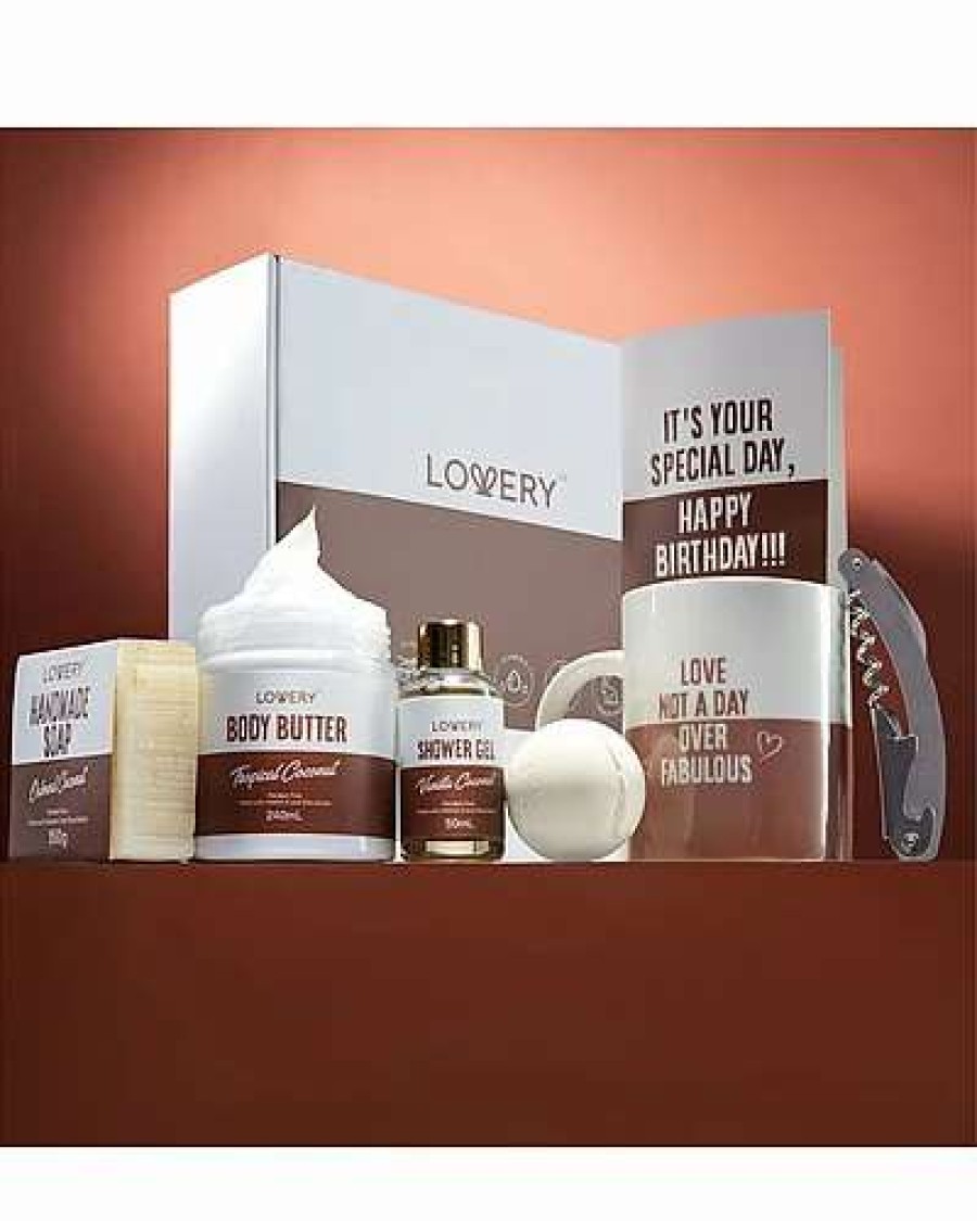 Bath & Body * | Lovery 9Pc Coconut Birthday Spa Gift Basket With Wine Tumbler, Self Care Gifts Women