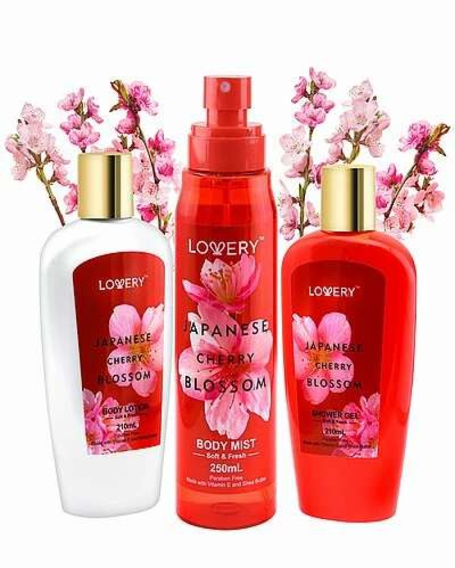 Bath & Body * | Lovery Japanese Cherry Blossom Bath And Body Gift Set, 3Pc Body Care Travel Set Women