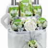 Bath & Body * | Lovery 14Pc Bath & Body Spa Gift White Jasmine Set In A Beaded Cosmetic Bag Women