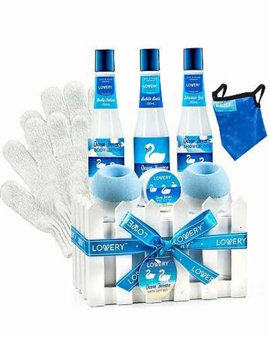 Bath & Body * | Lovery 10Pc Bath Set Ocean Breeze Scent, Home Spa Kit, Selfcare Package Women