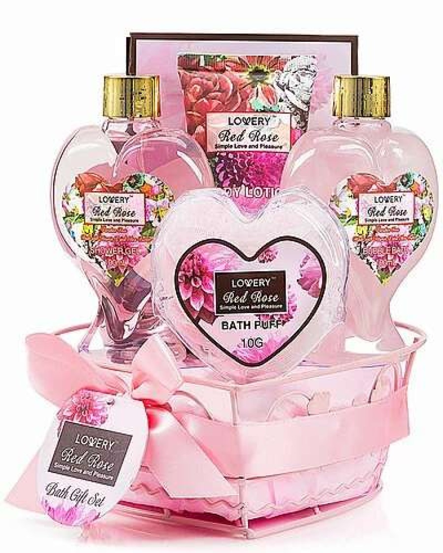 Bath & Body * | Lovery Spa Gift Basket, Red Rose Bath And Body Care Women