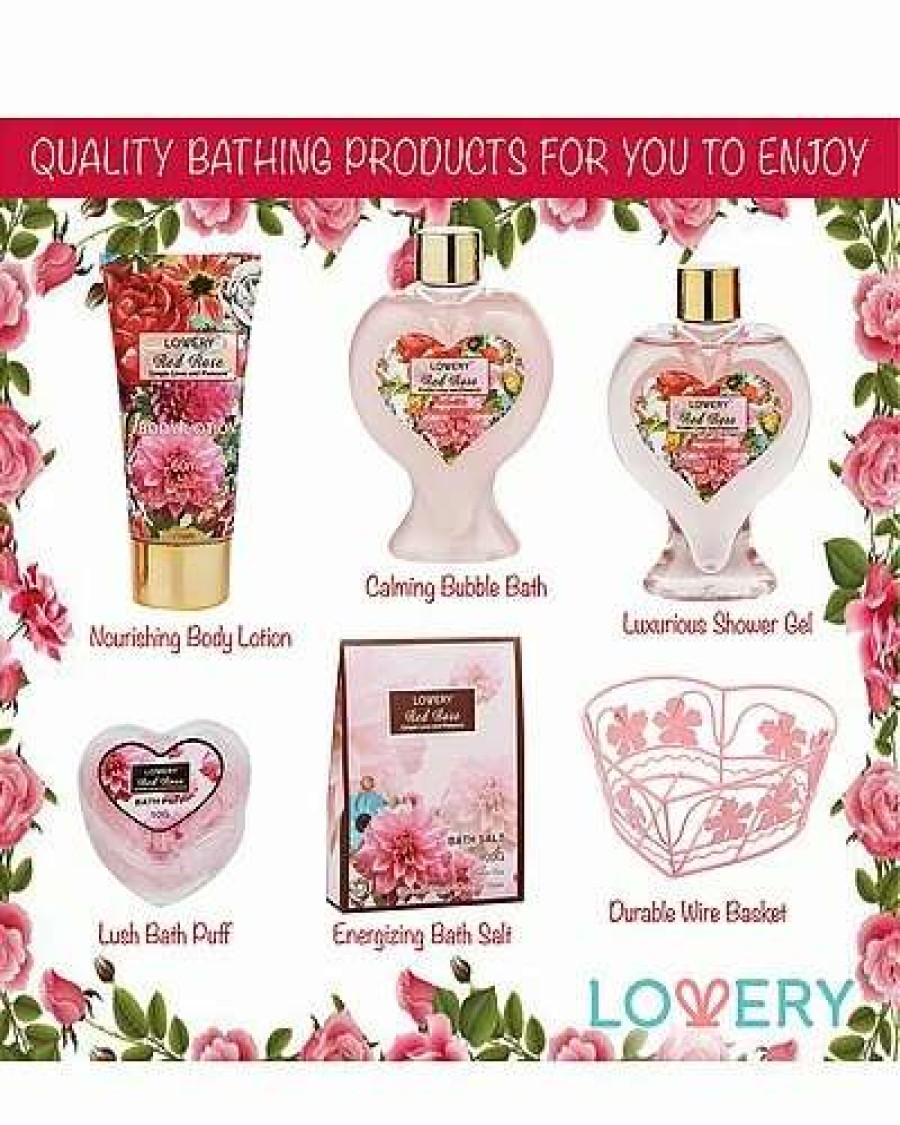 Bath & Body * | Lovery Spa Gift Basket, Red Rose Bath And Body Care Women