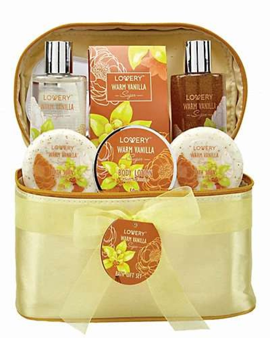 Bath & Body * | Lovery Bath & Body Gift Basket Warm Vanilla Sugar With Travel Cosmetic Bag Women