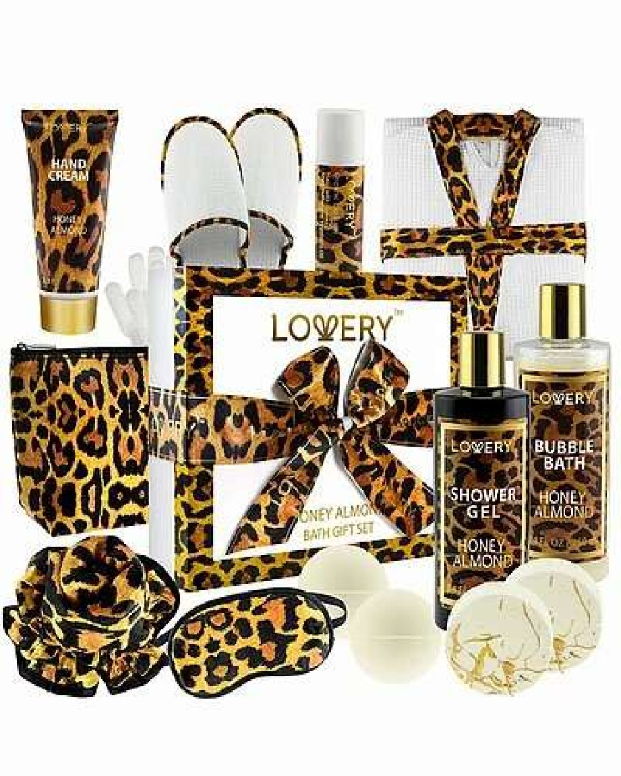 Bath & Body * | Lovery Leopard Design 17Pc Bath And Body Care Set, Luxury Relaxing Home Spa Gift Women