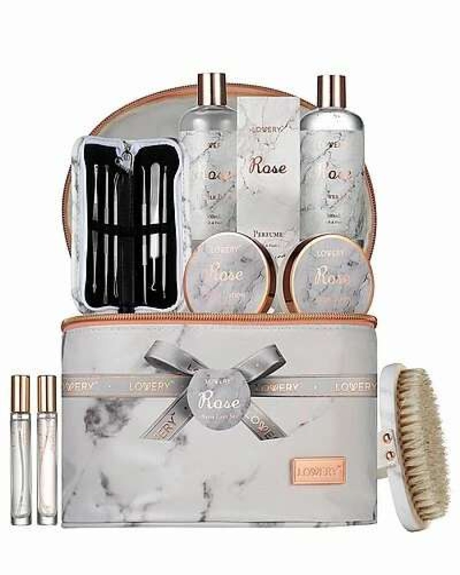 Bath & Body * | Lovery Luxe 16Pc Bath And Body Set With Cosmetic Bag, Perfumes And More, Rose Spa Kit Women