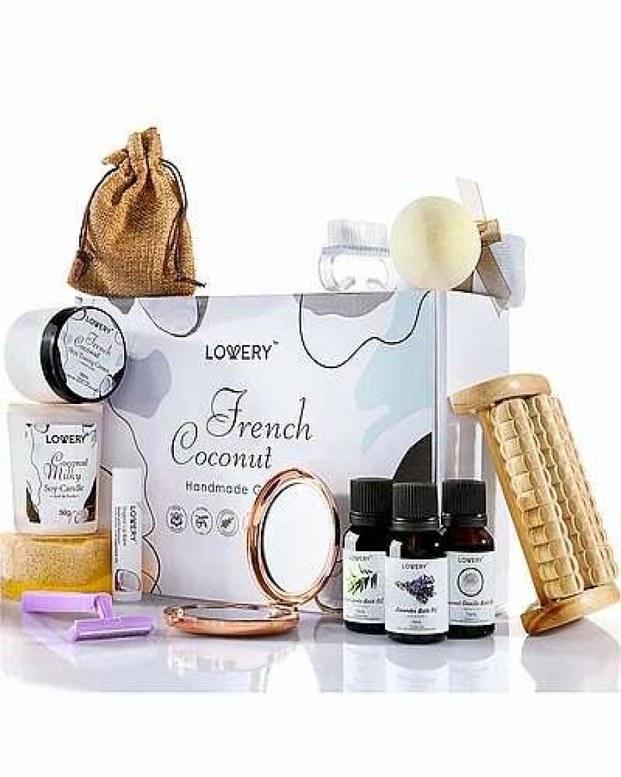 Bath & Body * | Lovery French Coconut Handmade Body Care 20Pc Gift Set, Aromatherapy Spa Basket Women