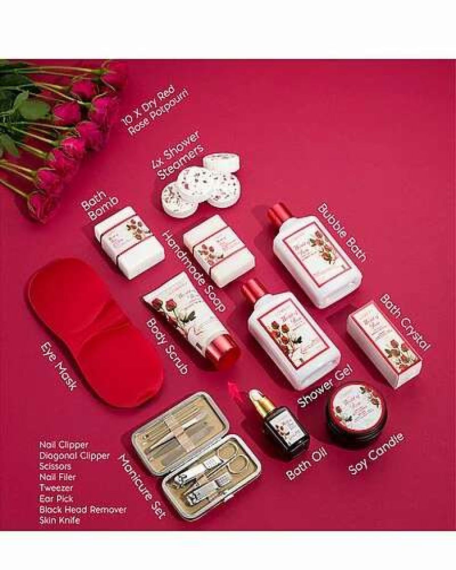 Bath & Body * | Lovery Red Rose 35Pc Bath & Body Spa Gift Women