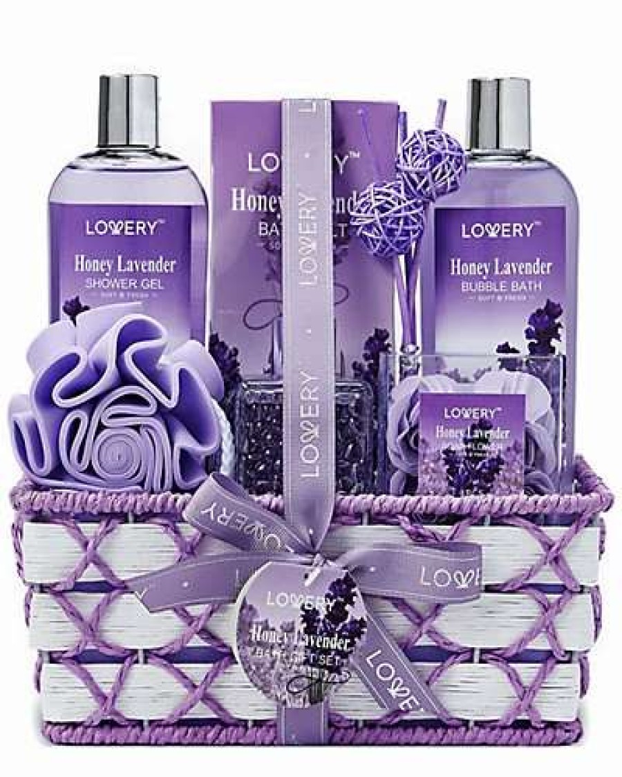 Bath & Body * | Lovery 13Pc Honey Lavender Bath & Body With Essential Oil Diffuser Set Women