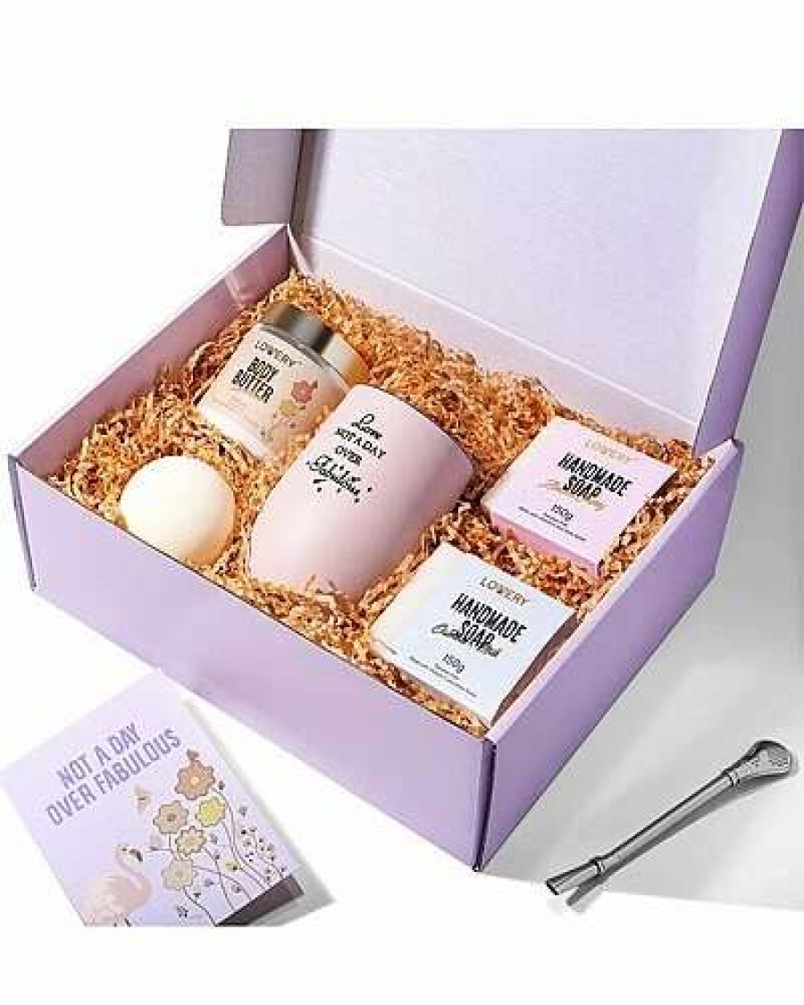 Bath & Body * | Lovery Handmade Spa Gift Set, Relaxing Spa Kit With Wine Tumbler, Self Care Gift Women